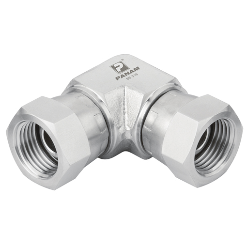 Stainless Steel, BSP Swivel Female x BSP Swivel Female Elbow, 1/4" x 1/