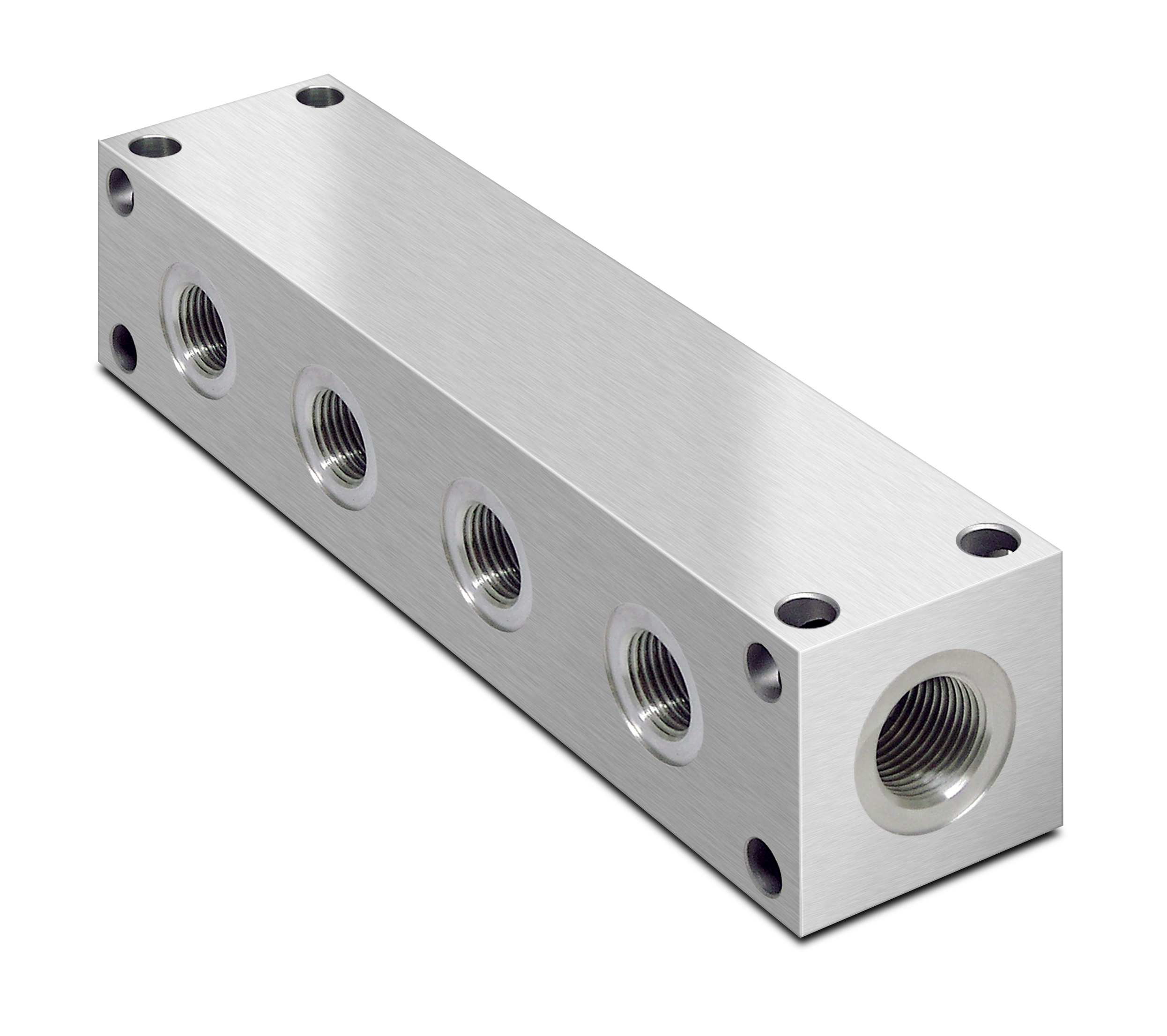 Oleorama Hydraulic Parallel Scheme Manifold, 4 Station, 1/4" BSP inlet ports 1/8" Service ports, Alu