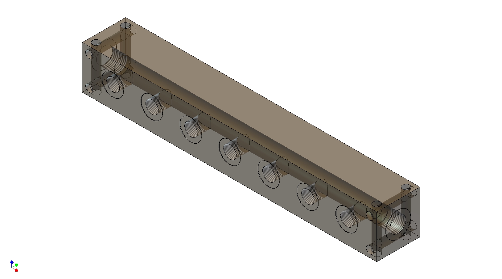 Oleorama Hydraulic Parallel Scheme Manifold, 7 Station, 1/2" BSP inlet ports 3/8" Service ports, Alu