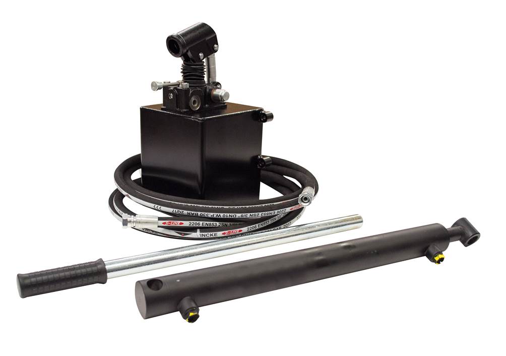 600mm cylinder stroke Flowfit Hydraulic 12VDC single acting trailer kit to lift 2.5 Tonne 