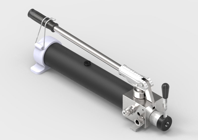 Single Stroke Max 700 Bar Hand Pump at 2 speeds, 17cc (25 Bar) -2.5cc (700 Bar), 1.5 Litre Oil Tank for Double Acting Cylinder with Levers