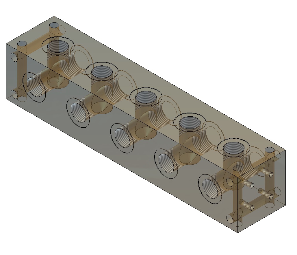 Oleorama Hydraulic T Type Manifold, 2 Station, 1/4" BSP inlet ports 1/4" Service ports, Alu