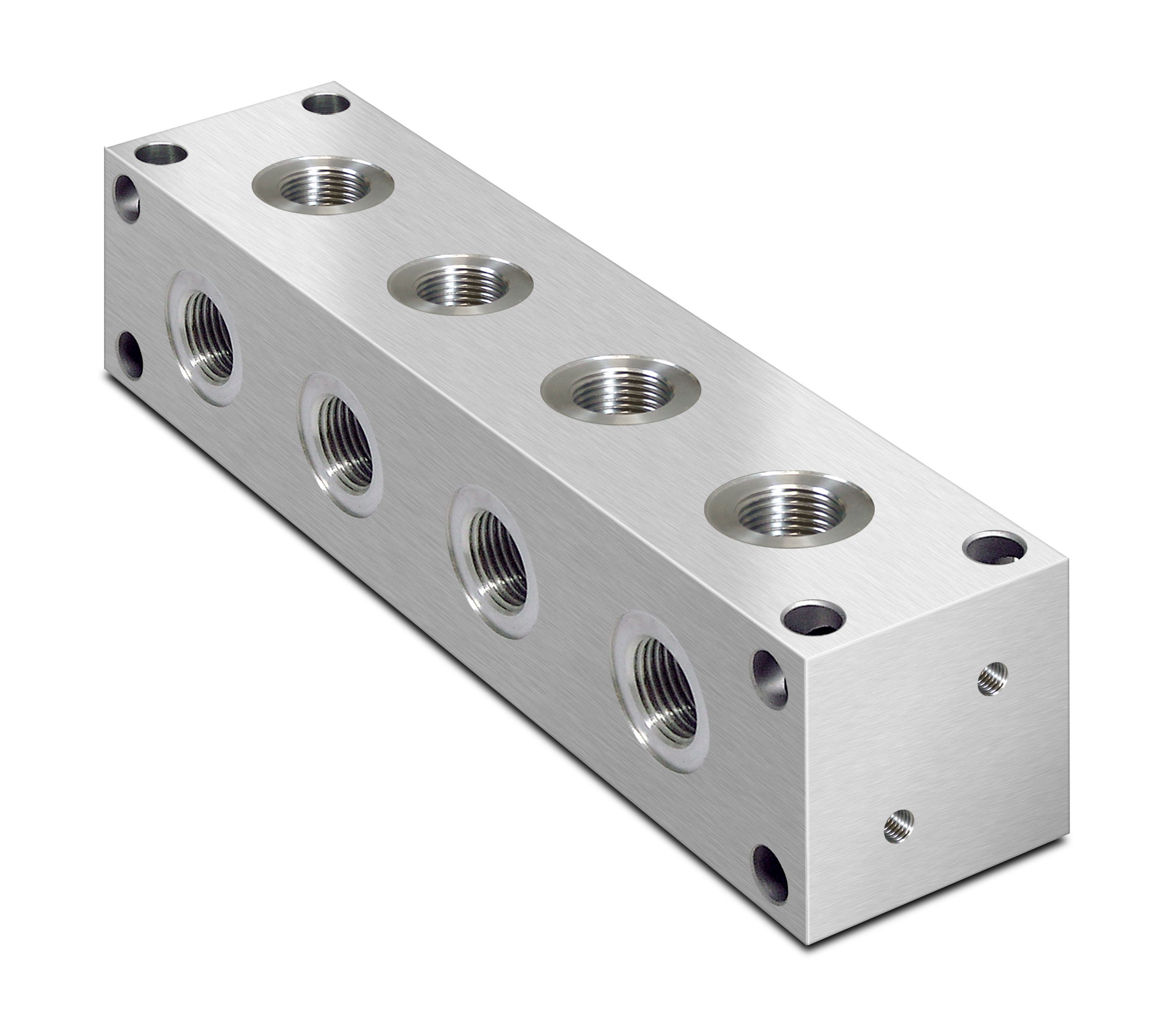Oleorama Hydraulic T Type Manifold, 4 Station, 1/2" BSP inlet ports 1/2" Service ports, Alu