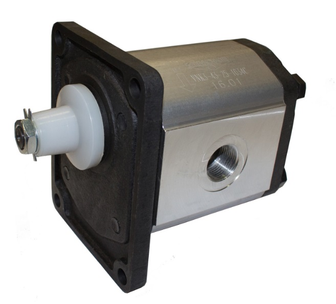 Flowfit Hydraulic Gear Pump, Group 3, Clockwise 25CC, 1" Inlet & 3/4" Outlet BSP Ports, 4 Bolt EU Flange