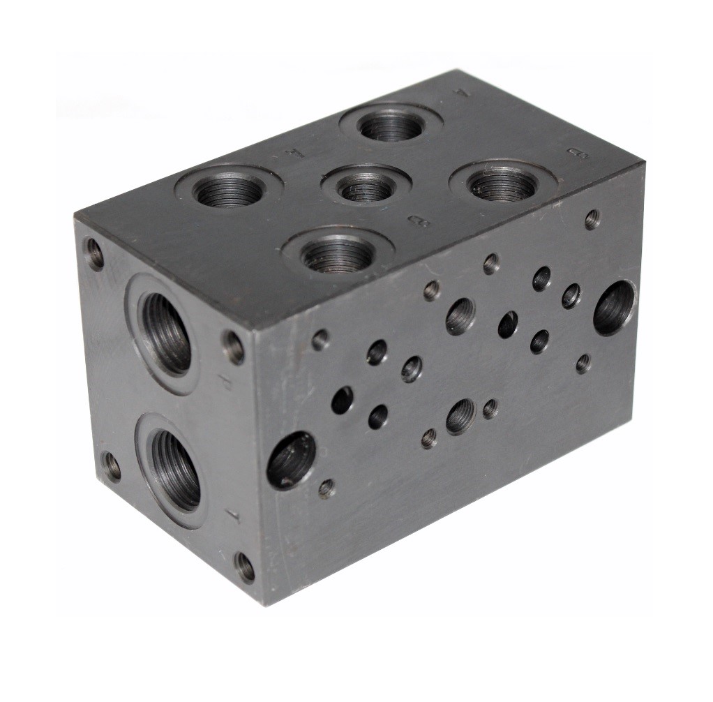 Flowfit cetop 3, 2 station steel manifold with relief valve cavity Flowfit cetop 3, 2 station steel manifold with relief valve cavity