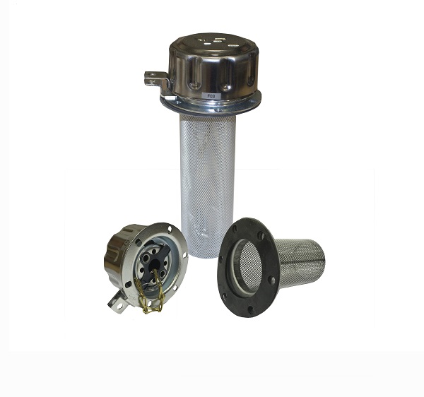 Pressurised Lockable Filler Breather, 6 Hole, 10 Micron with Flange & Basket, 0.35 Bar / 5 PSI
