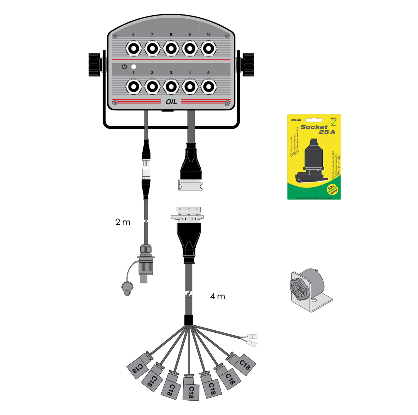 7 Switch Control Box Only for Electrohydraulic Manifolds, Wiring Included, 7 X D/SOL, 1 X Unloader 7 Switch Control Box Only for Electrohydraulic Manifolds, Wiring Included, 7 X D/SOL, 1 X Unloader