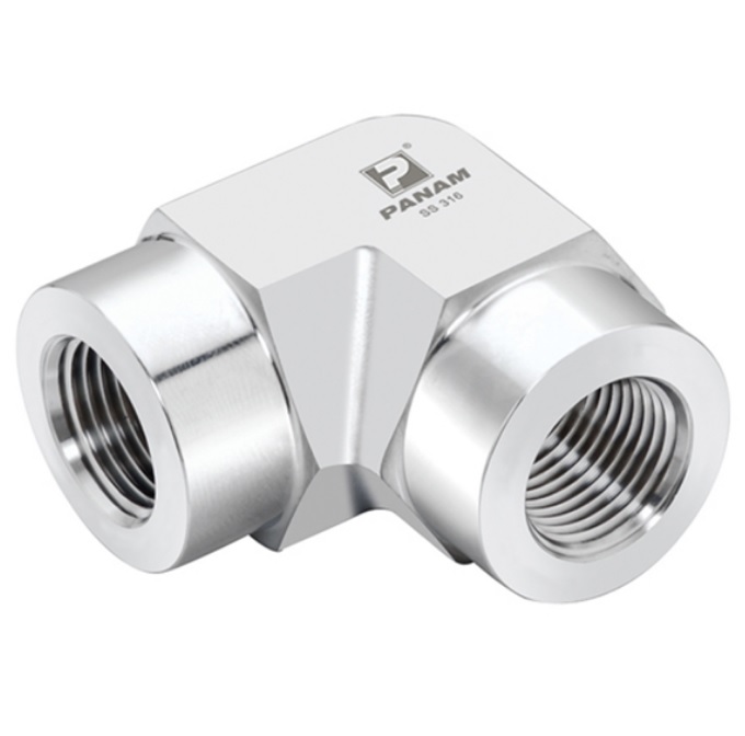 "Stainless Steel Female x Female Elbow, BSPP, Thread Size 1/4'' 10,000 PSI Rated Hydraulic