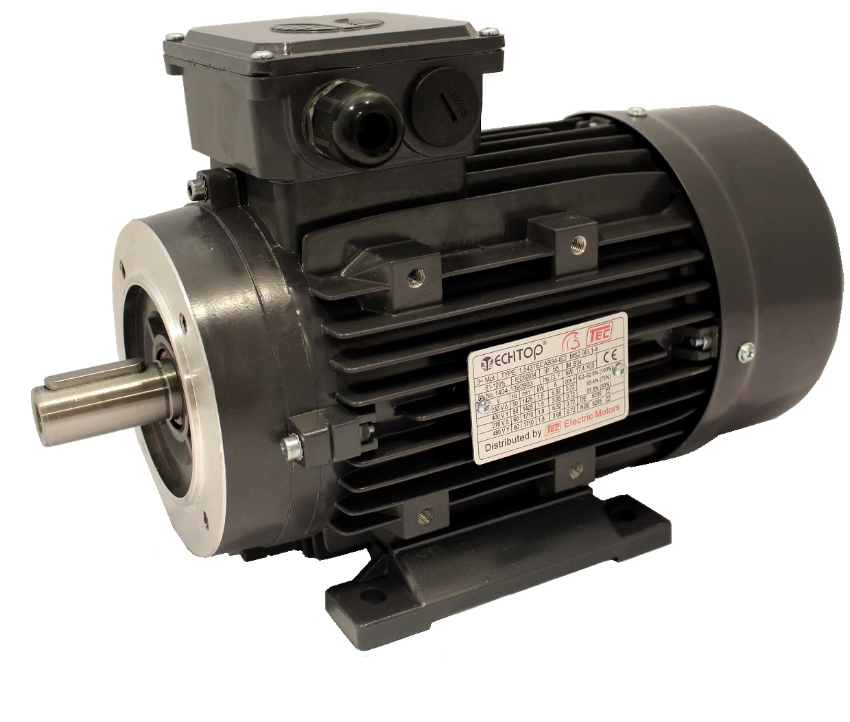 Three Phase 400v Electric Motor, 1.1KW 2 pole 3000rpm with face and foot mount IE2