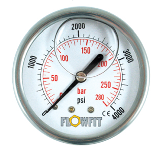 63mm Glycerine Filled Hydraulic Pressure Gauge -30HG +100HG, 1/4" BSP, Rear Entry