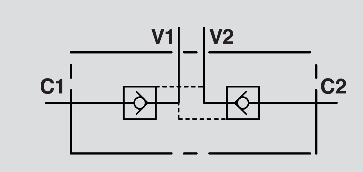 "Hydraulic double pilot operated check valve, VBPDE 1/2 L Pilot