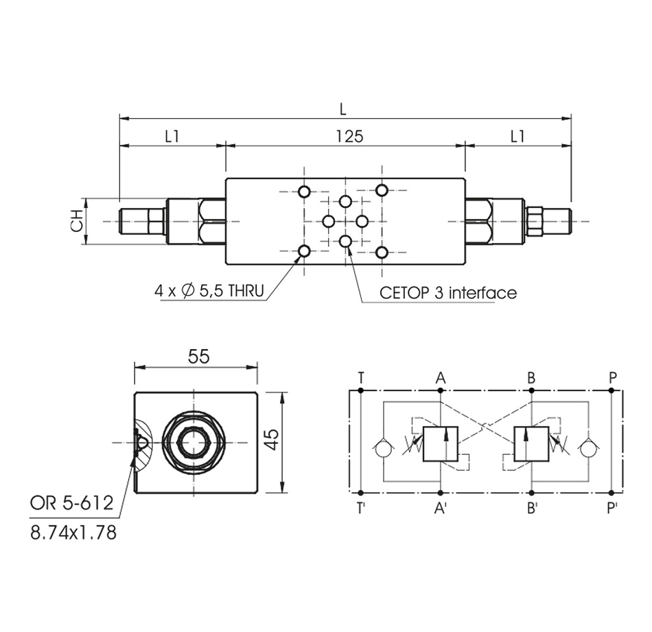 Hydraulic Double Overcentre Stackable Cetop 3 Valve, VBCD CETOP 3