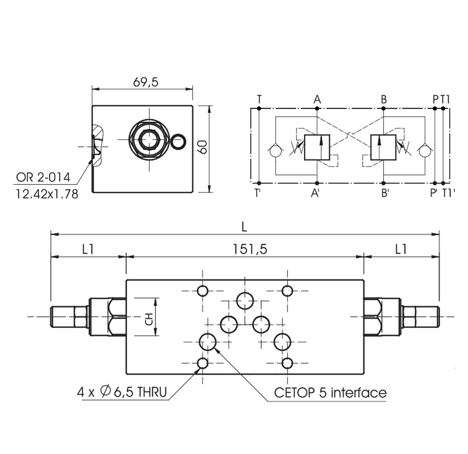 Hydraulic Double Overcentre Stackable Cetop 5 Valve, VBCD DE NG10 CC