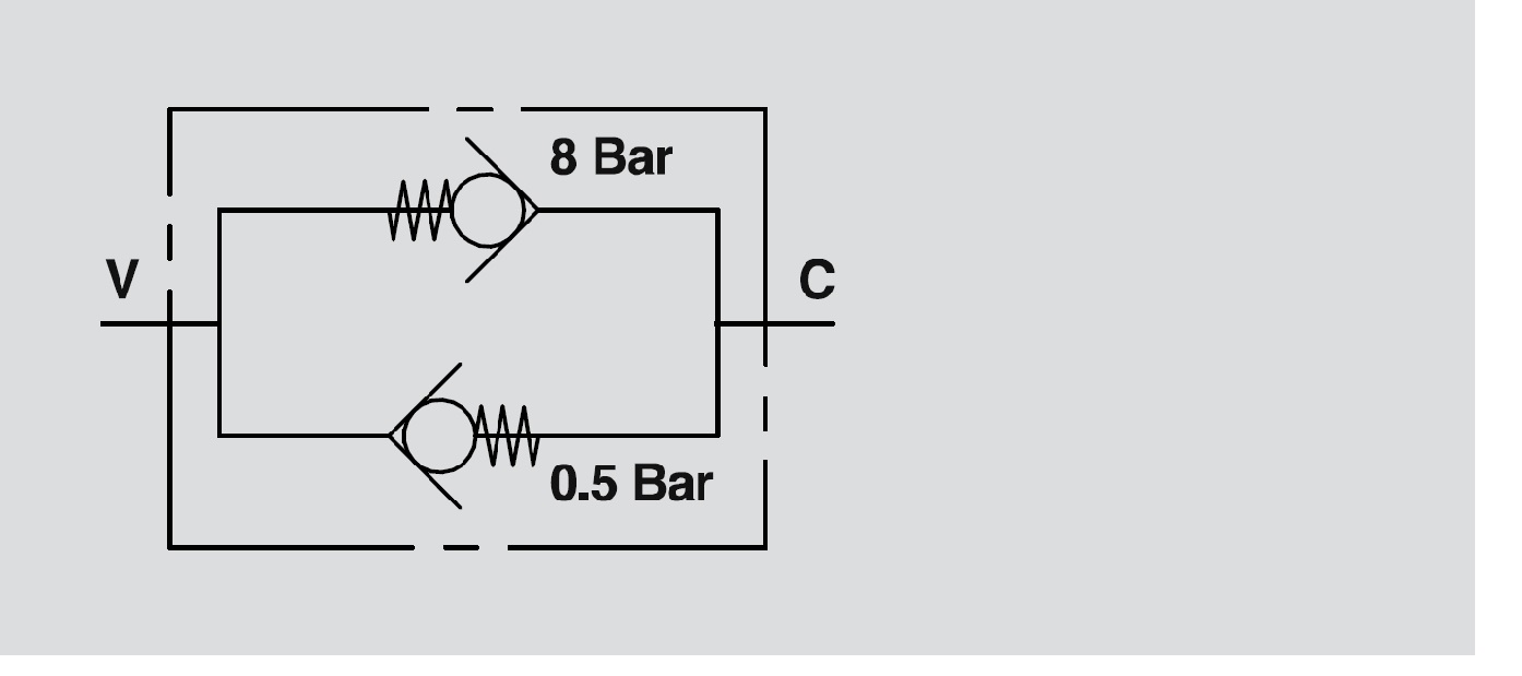 Hydraulic Bidirectional Check Valve, 35 L/min, 3/8" BSP, 0.5/8 Bar, VRC