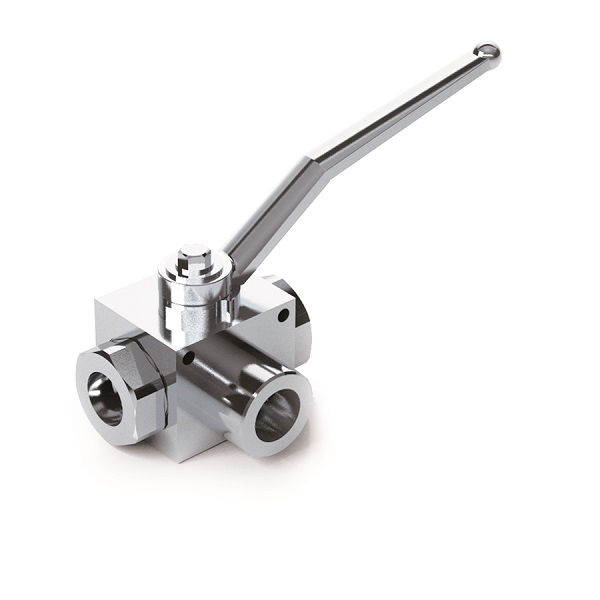 Hydraulic 3 Way Ball Valve with fixing holes, BSP Ports, RS 3 VIE, 1"