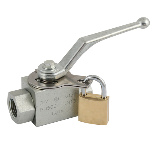 LHA Lockable Hydraulic 2 Way Ball Valve, 1/2 BSP, 13DN, Length: 83mm, 500 bar