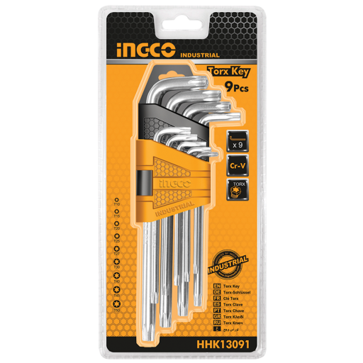 Set 9 chiavi torx INGCO con foro corte