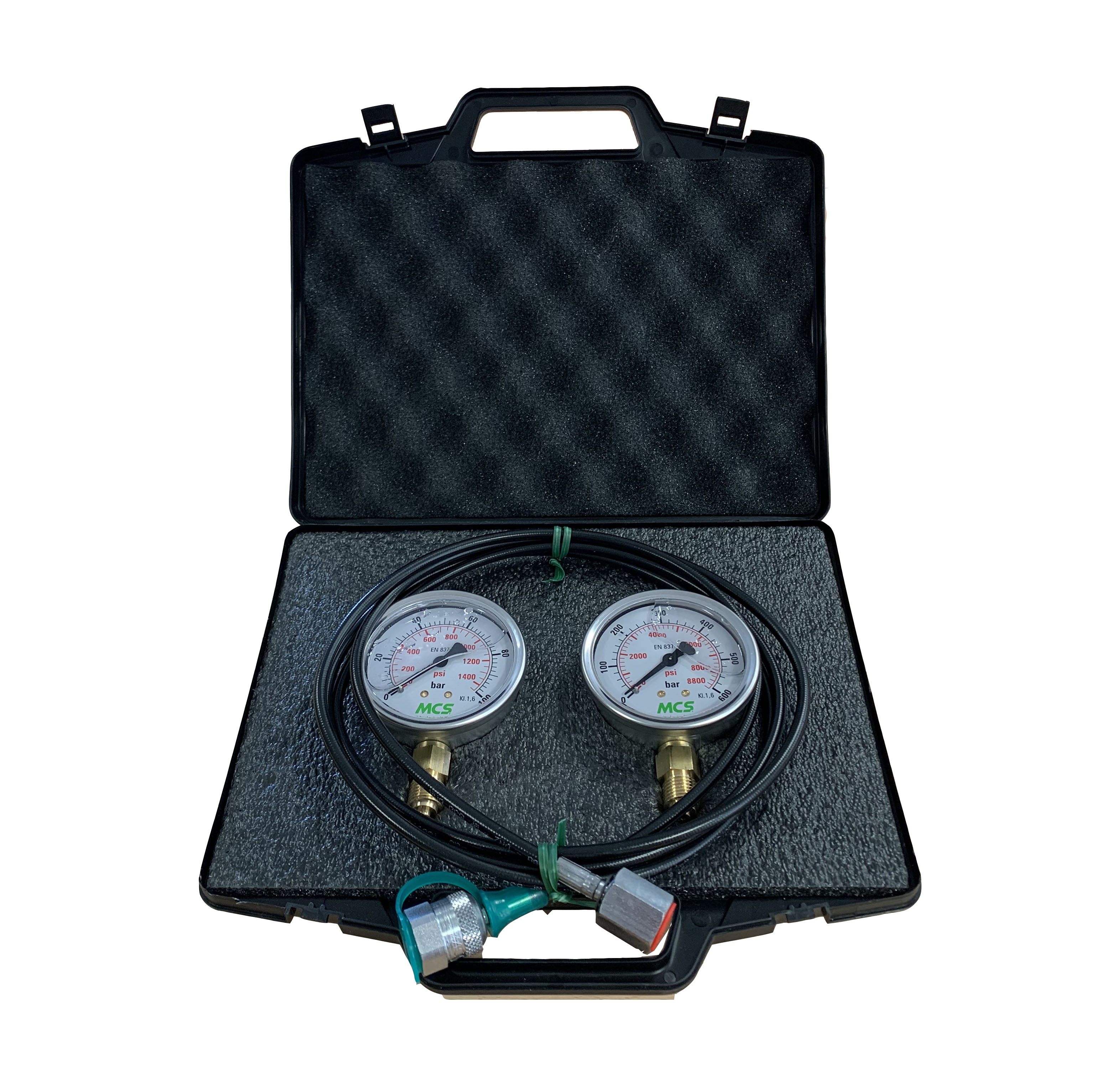 MCS Pressure Test Kit, 2 X 63mm Pressure Gauges & 1 X Micro Hose