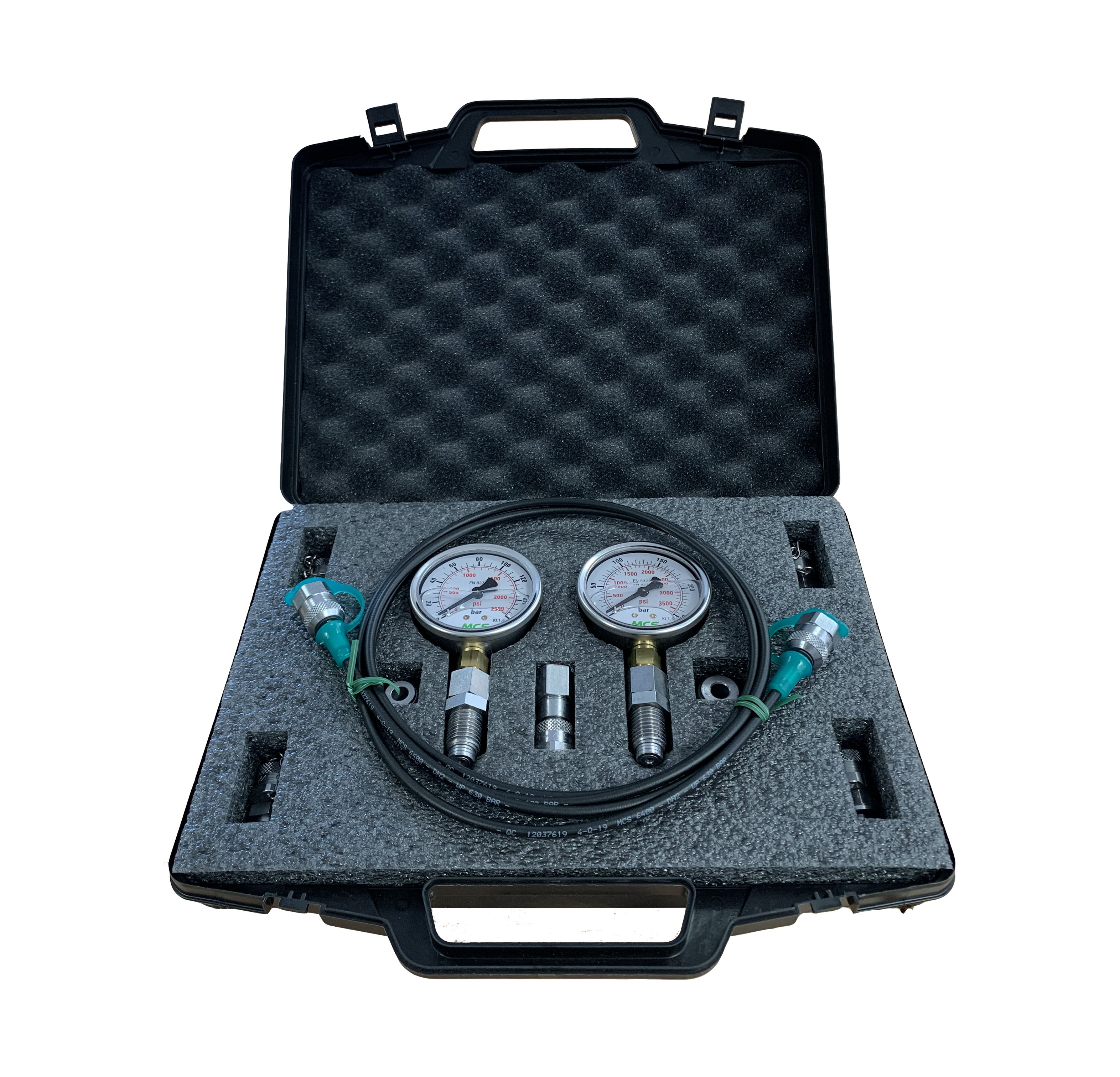 MCS Pressure Test Kit, 2 X 63mm Pressure Gauges, 1 X Micro Hose and Adaptors