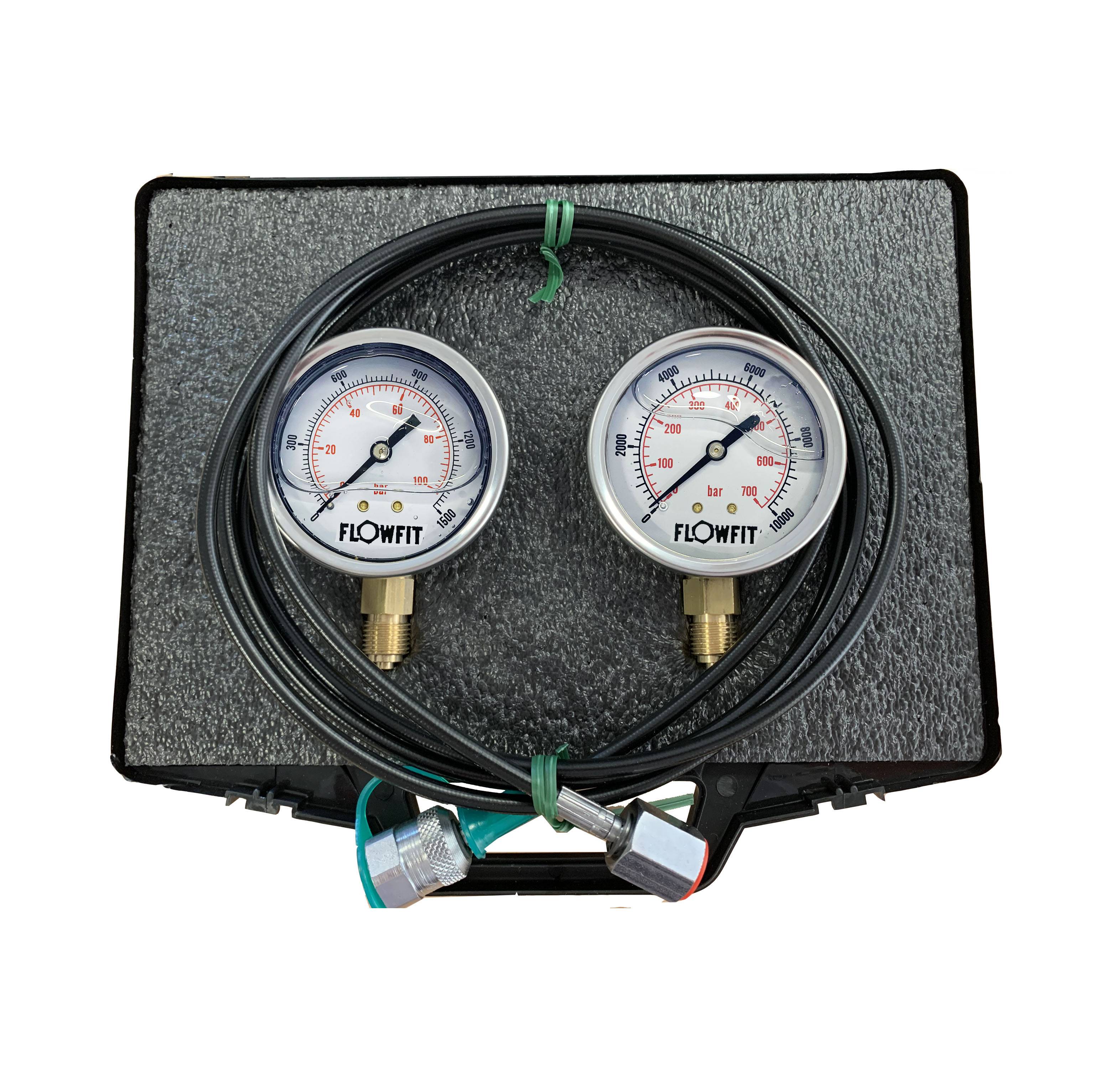 Flowfit Pressure Test Kit, 2 X 63mm Pressure Gauges & 1 X Micro Hose