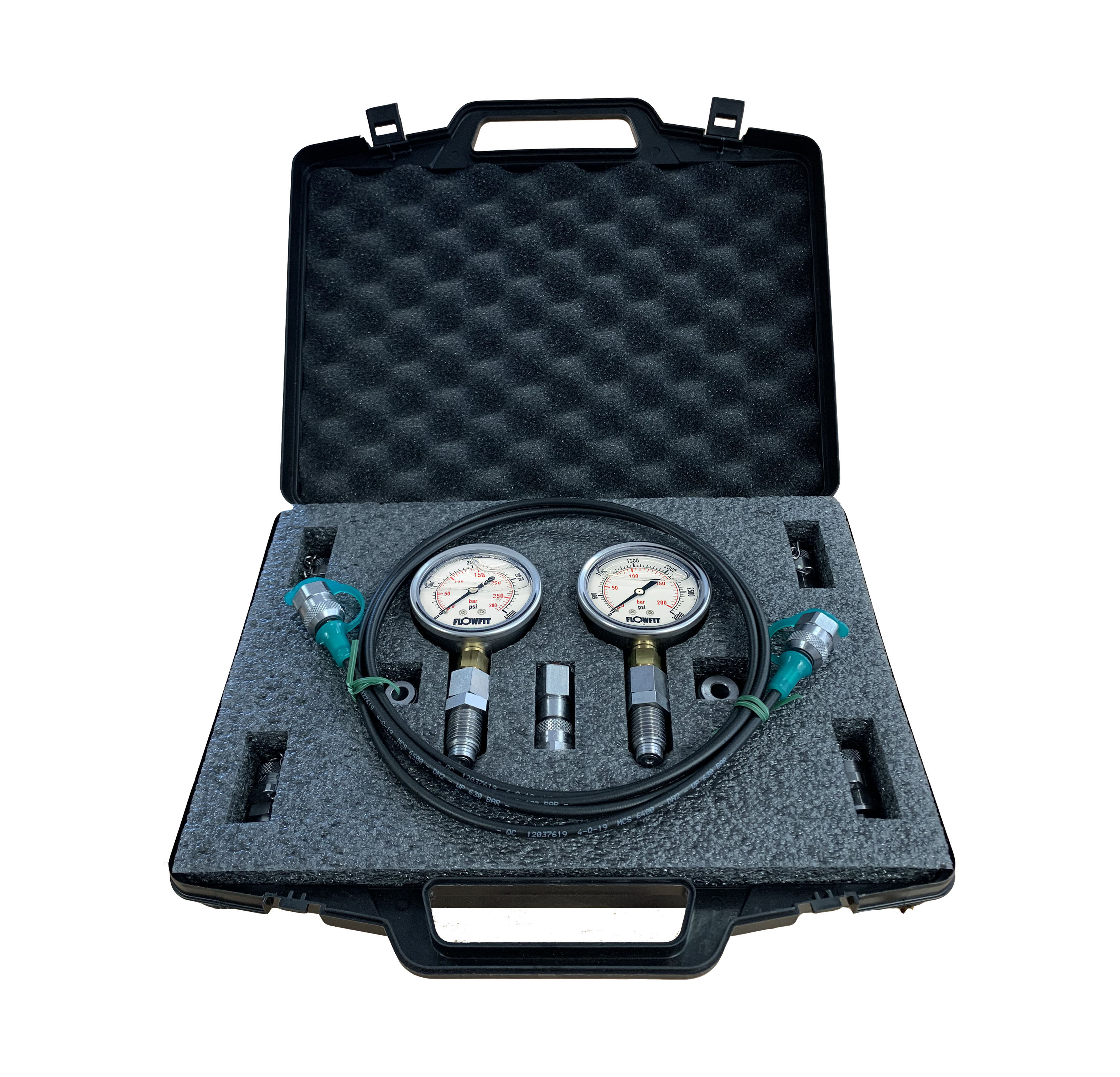 Flowfit Pressure Test Kit, 2 X 63mm Pressure Gauges, 1 X Micro Hose and Adaptors