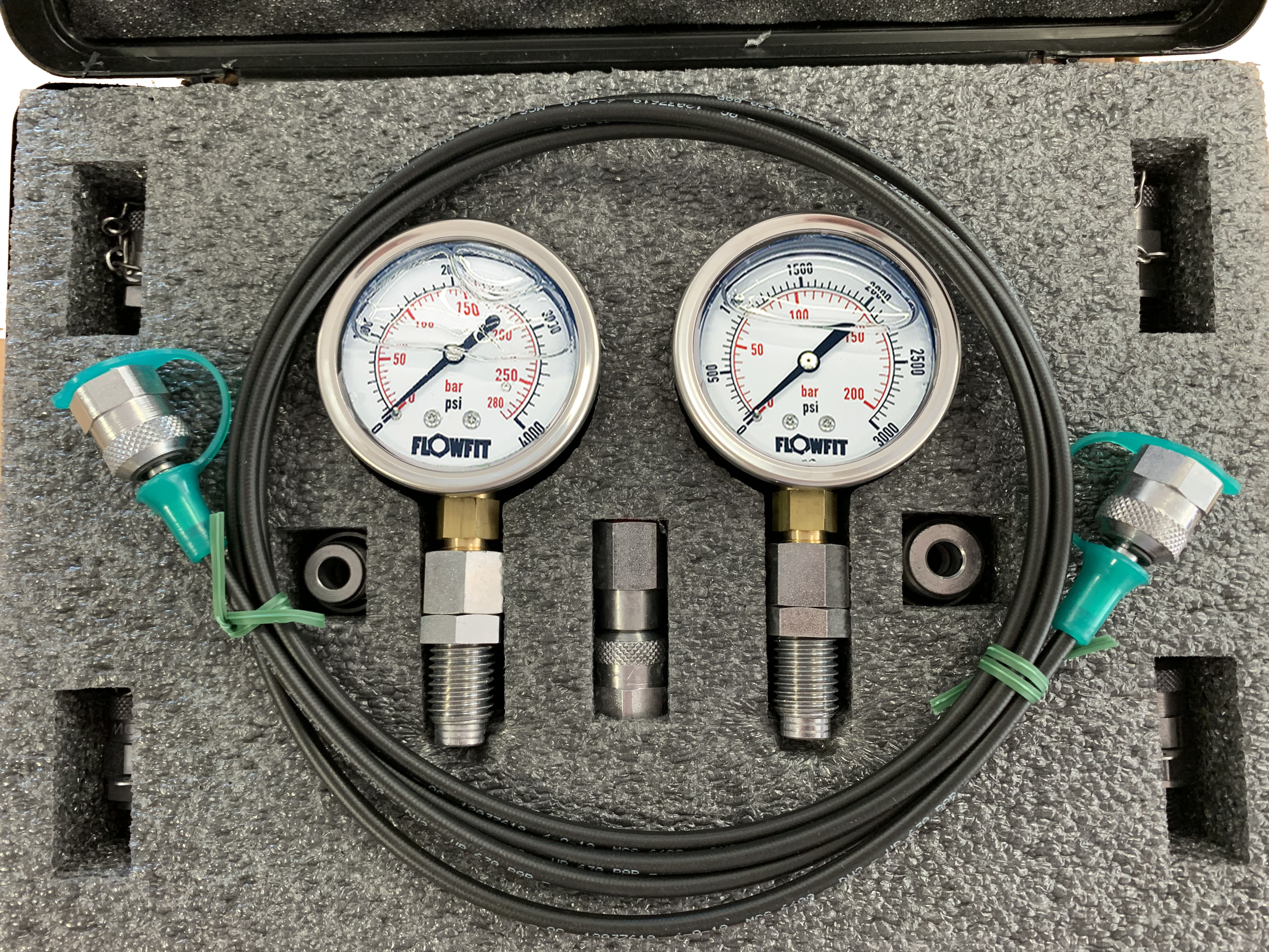 Flowfit Pressure Test Kit, 2 X 63mm Pressure Gauges, 1 X Micro Hose and Adaptors