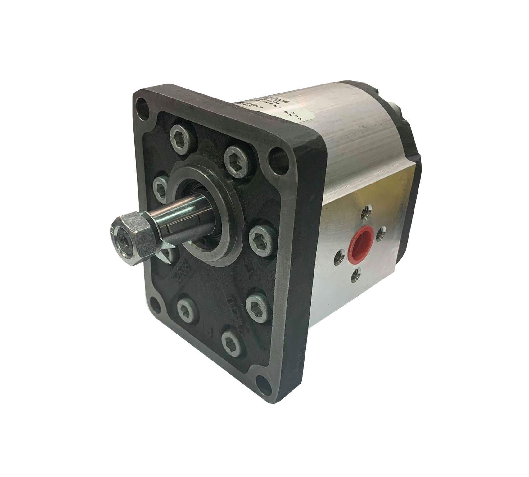 "Hydraulic Gear Pump, Group 3, 4 Bolt Flange, Elbow ports, 1 18 Taper