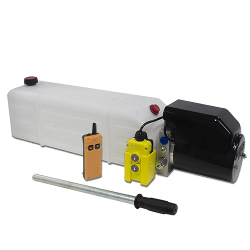 Flowfit 12V DC Single Acting Hydraulic Power pack with 13L Tank, Back