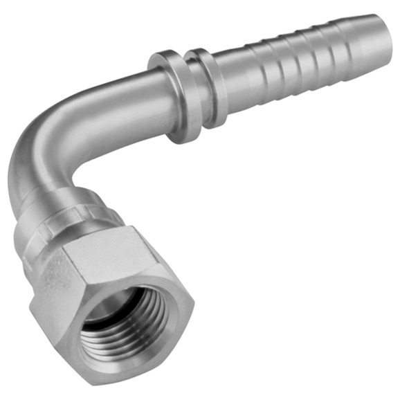 Stainless Steel Hose Fitting, 90° Heavy Metric Female 24, M36 x 2, hose