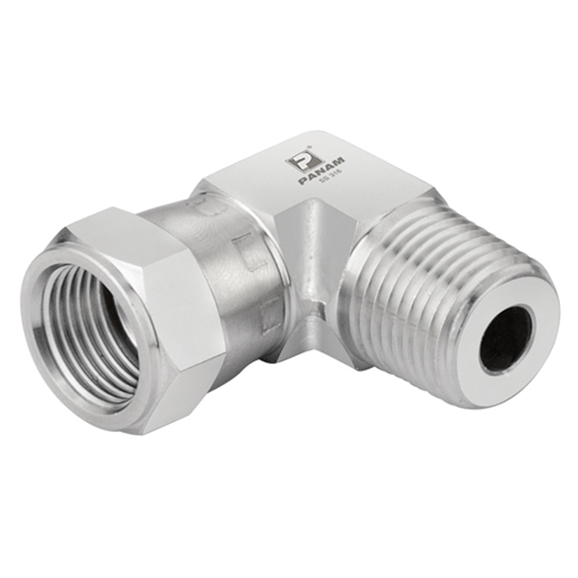 Stainless Steel Swival Elbow, NPT Male x UNF Female, NPT 9/16'' 18 x