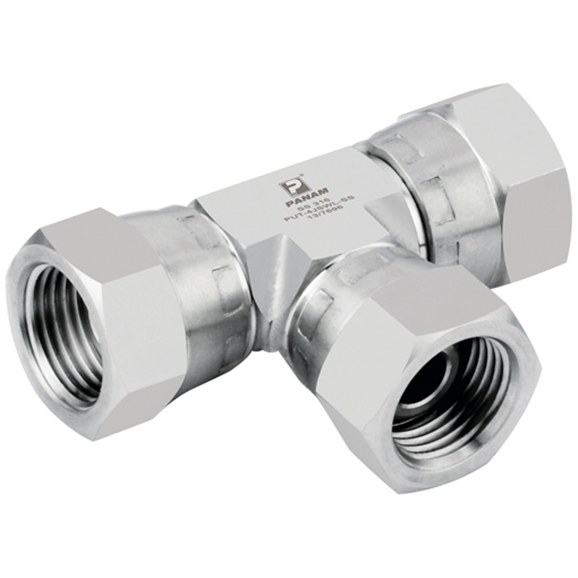 Stainless Steel Female x Female Tee, BSPP, Thread Size 1/8'' 10,000 PSI Rated Hydraulic QRC