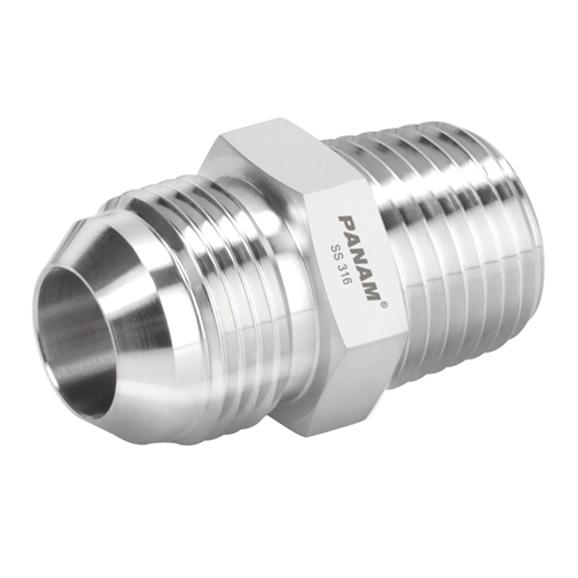 Stainless Steel, Male Stud Coupling, UNF x BSPT, UNF 7/16''20 x 1/8