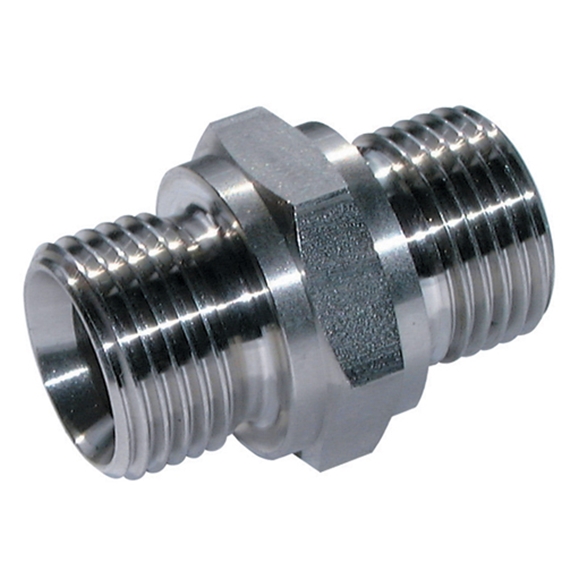 Stainless Steel, BSP Male x BSP Male, 3/8 x 3/8