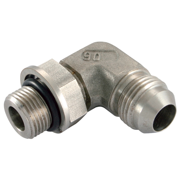 Stainless Steel 90° Position Elbow, UNF Male x BSP Male, 1.5/8''-12 x 1.1/4''