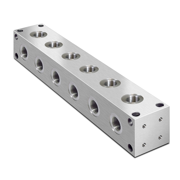 "Oleorama Hydraulic L Type Manifold, 6 Station, 1/2 BSP inlet ports 1/2