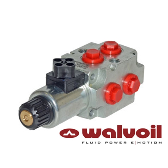 Walvoil 6 Way Solenoid Diverter, 1/2"" BSP, 12V DC, Closed Centre, 60 L/min